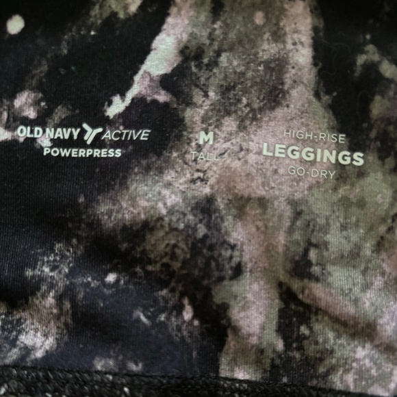 Old Navy Active Powerpress High Rise Go-Dry Leggings Marble Pink/Black TALL M - Picture 2 of 6